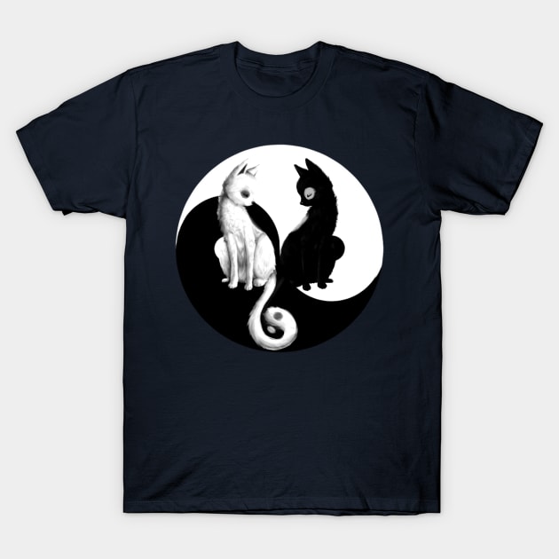 cat yin yang T-Shirt by warsitowarso